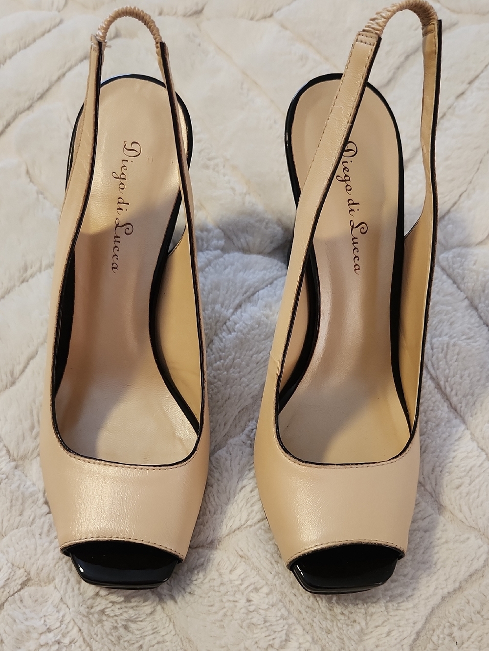 Nude Peep-Toe Slingback Heels